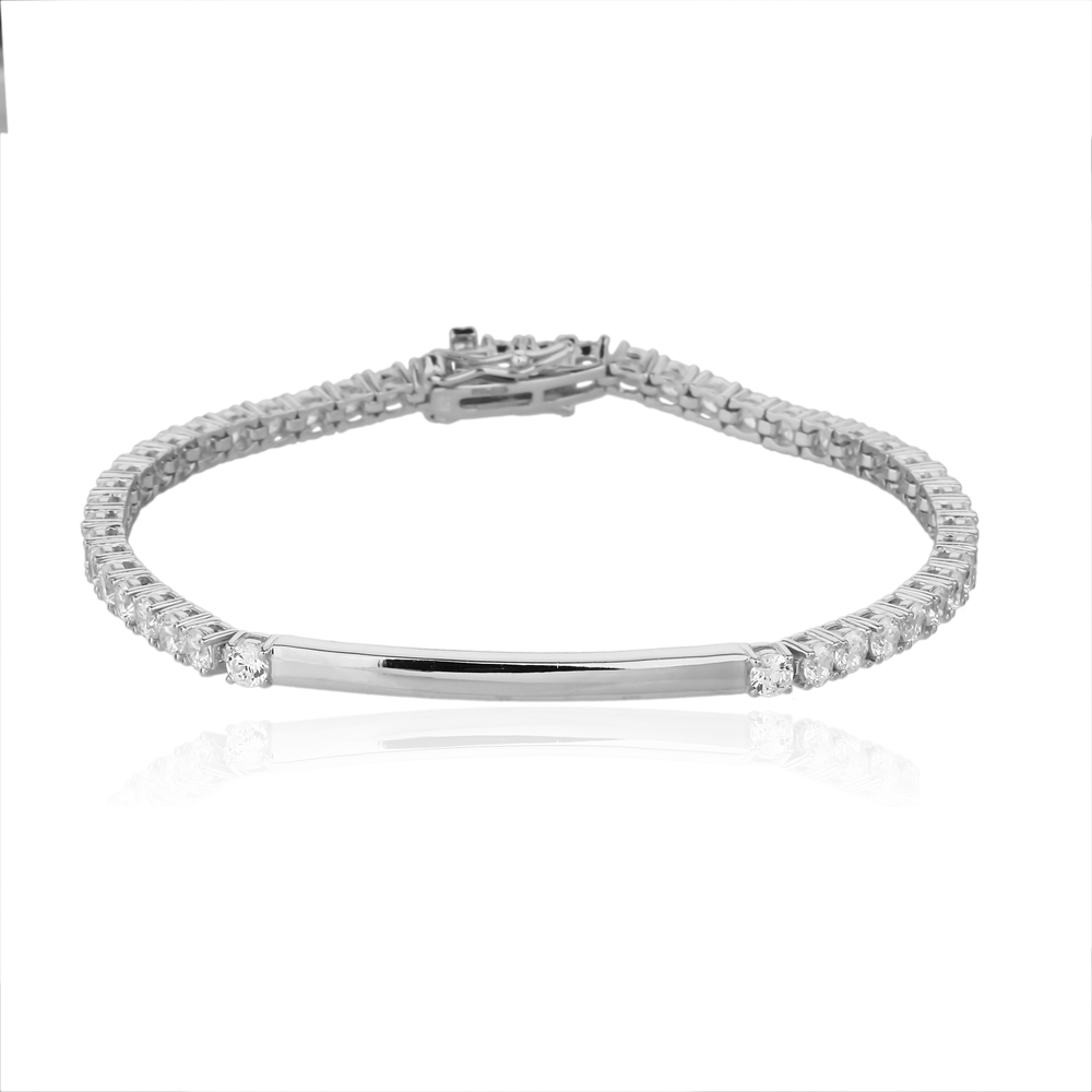 Stříbrný náramek ozdobný se zirkony 18cm