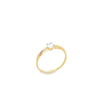 Žluté zlato prsten se zirkonem, zásnubní