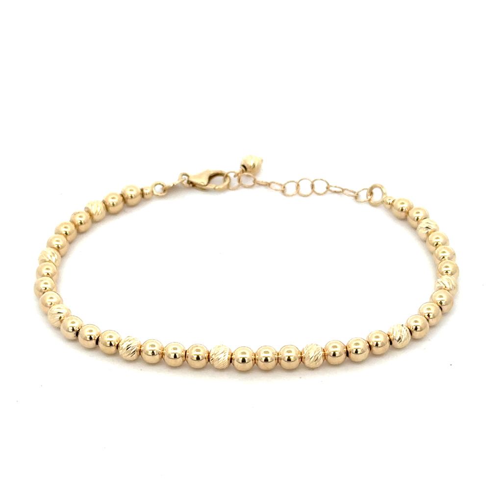 Žluté zlato náramek s kuličkami 16+3cm