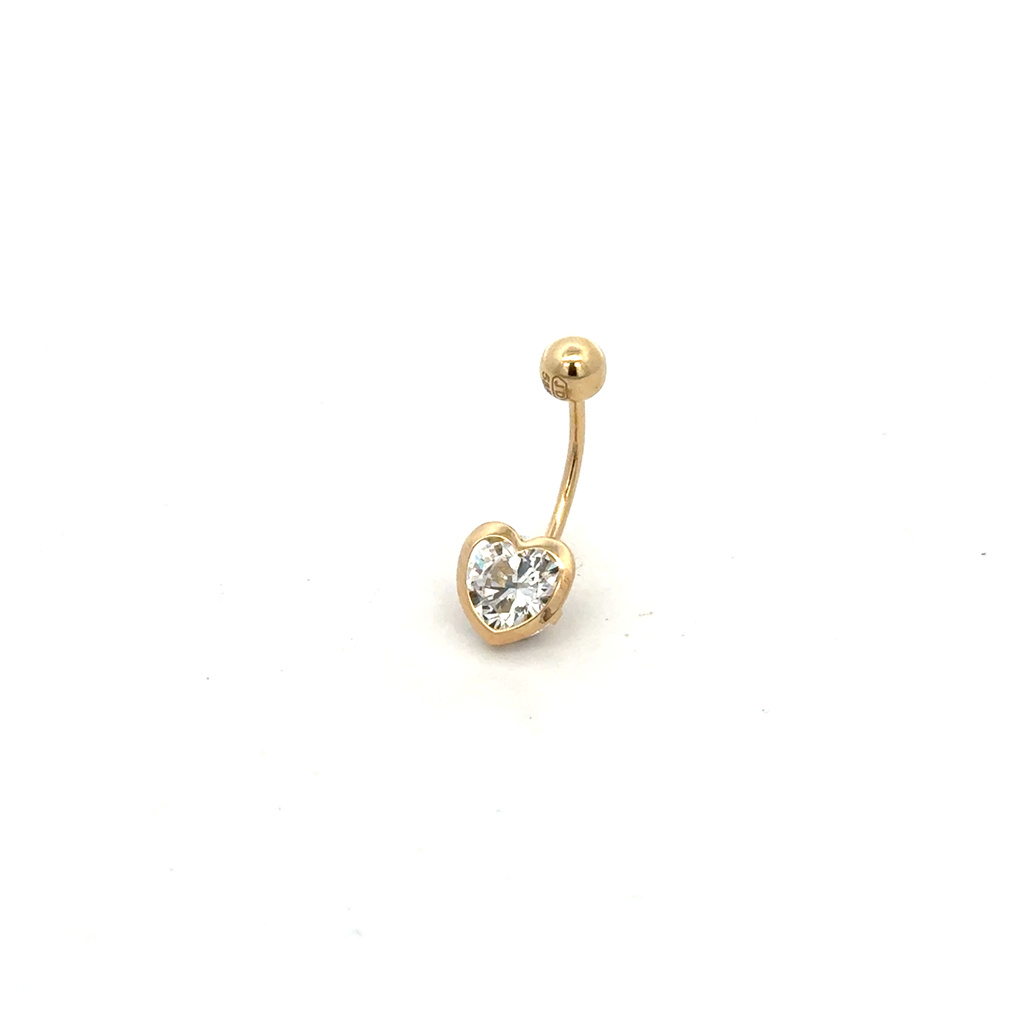 Žluté zlato PIERCING se zirkonem SRDCE