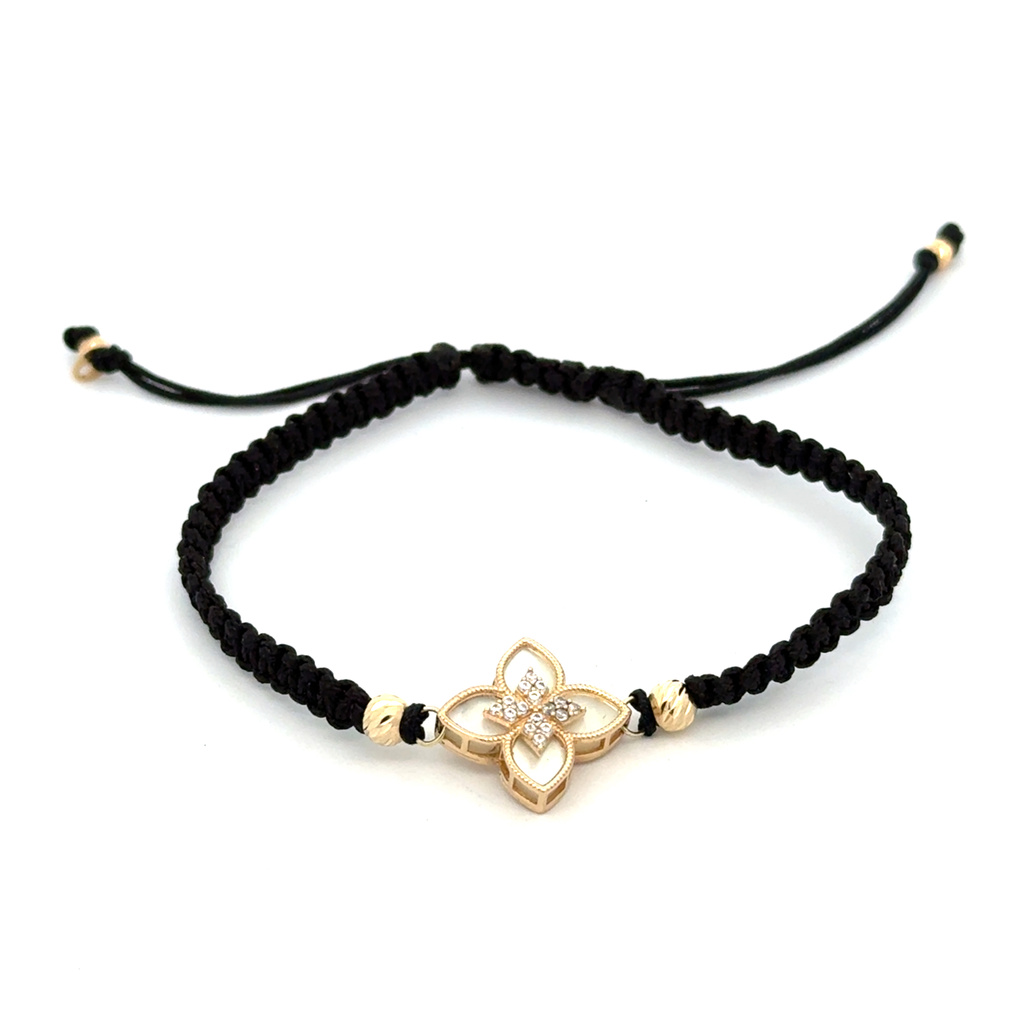 Žluté zlato šňůrkový náramek s perletí