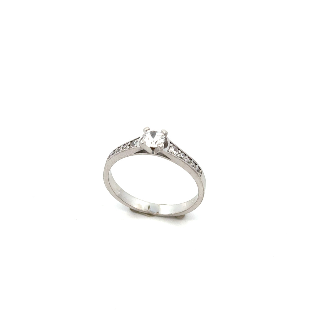 Bílé zlato zásnubní prsten se zirkony "4190"