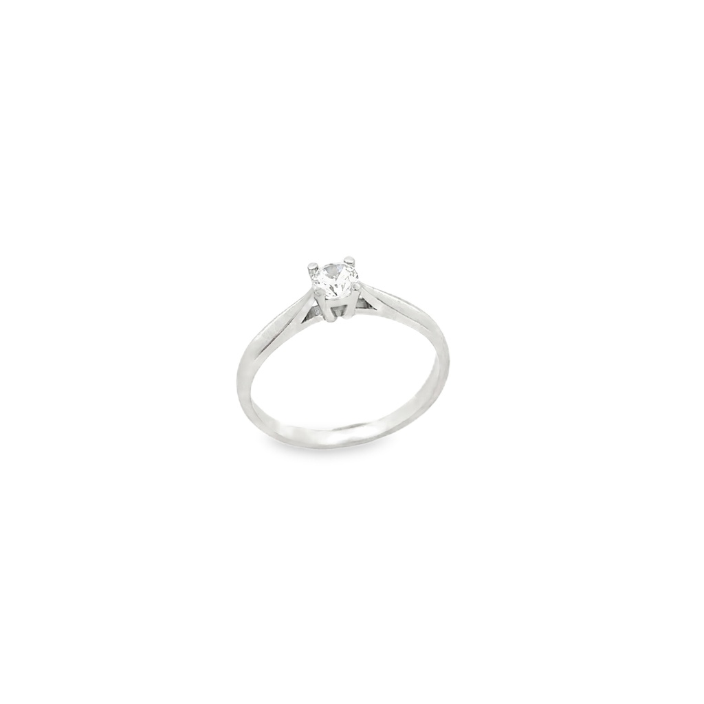 Bílé zlato prsten se zirkonem, zásnubní "4014"