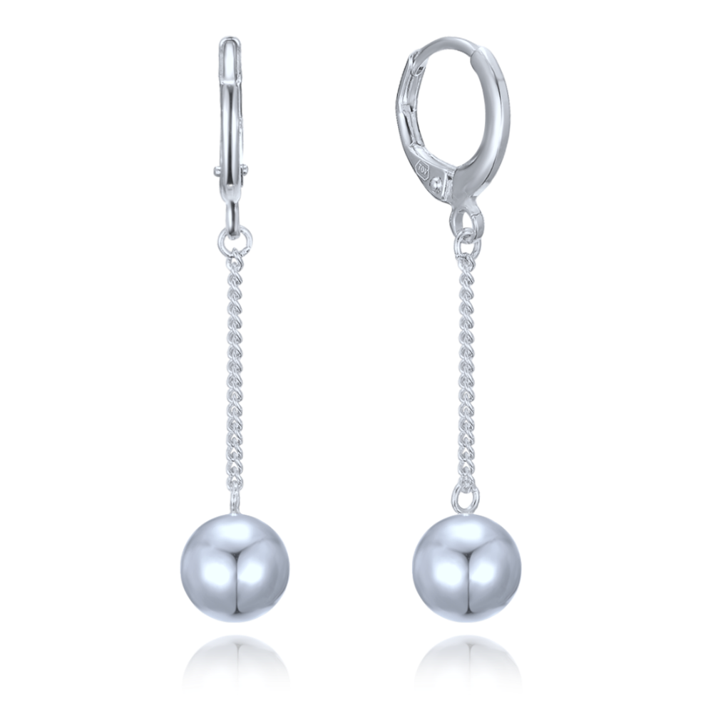 MINET Řetízkové stříbrné visací náušnice s kuličkami