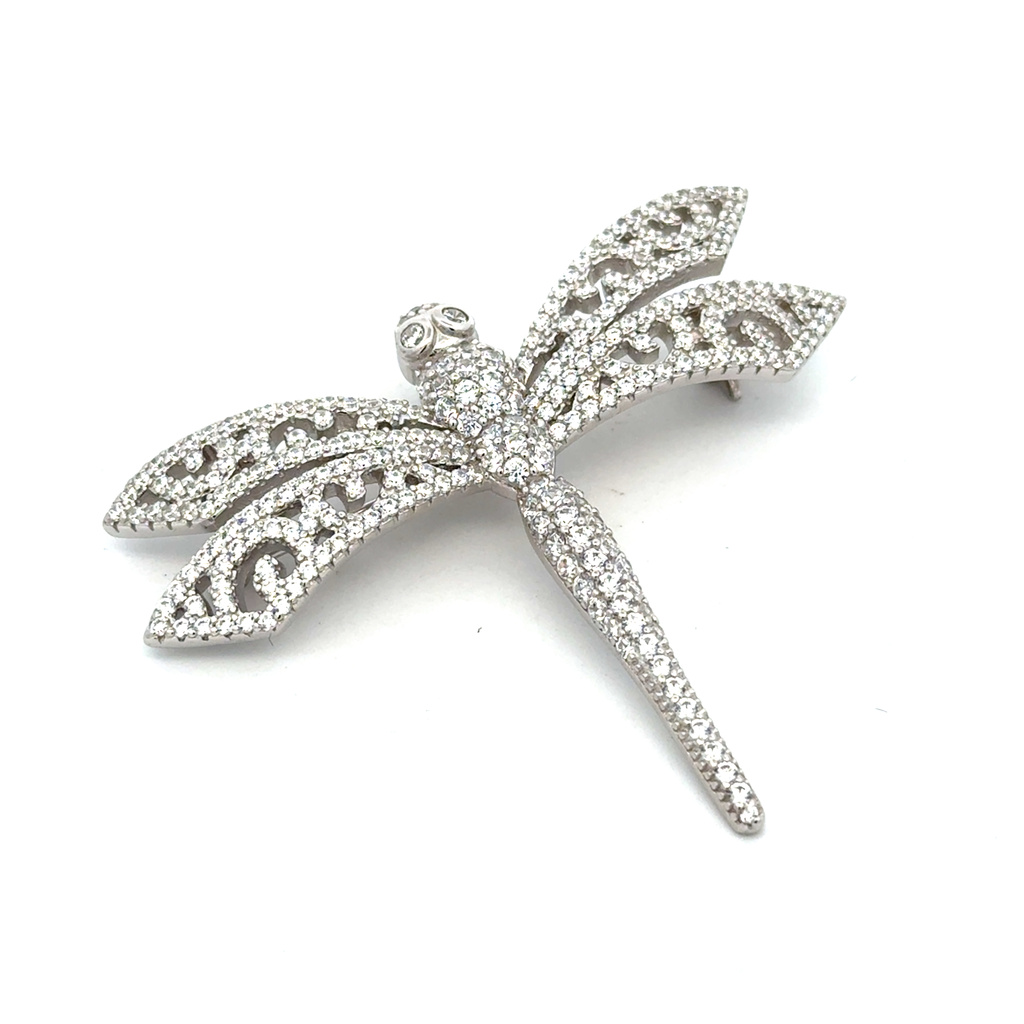 Stříbrná brož PÁV bílý