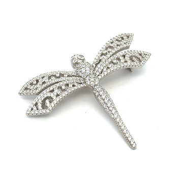 Stříbrná brož PÁV bílý