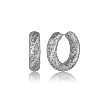 Stříbrné náušnice kruhy vzorované