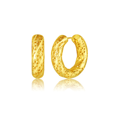 Stříbrné pozlacené náušnice kruhy vzorované