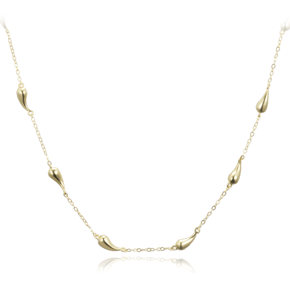 MINET Pozlacený stříbrný náhrdelník kapky 45+3cm