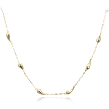 MINET Pozlacený stříbrný náhrdelník kapky 45+3cm