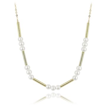 MINET Pozlacený stříbrný náhrdelník s přírodními perlami 42+3cm