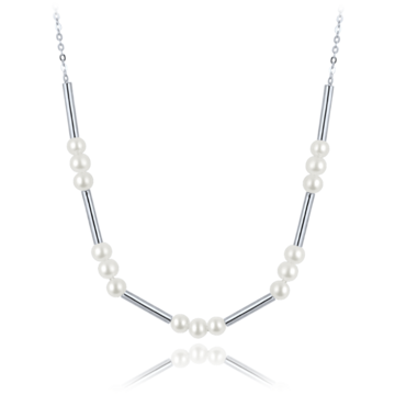 MINET Stříbrný náhrdelník s přírodními perlami 42+3cm