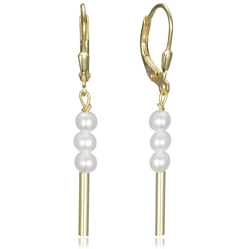 MINET Stříbrné pozlacené náušnice s přírodními perlami