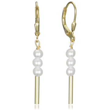 MINET Stříbrné pozlacené náušnice s přírodními perlami