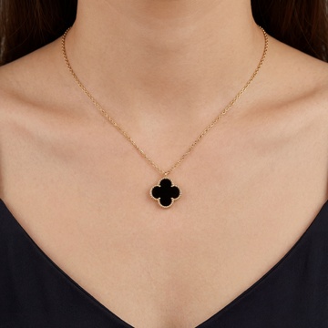 Žluté zlato řetízek s přívěskem VC ONYX 43+2,5cm