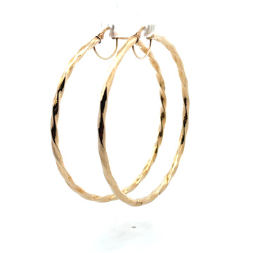 Žluté zlato náušnice točené kruhy 6,8cm
