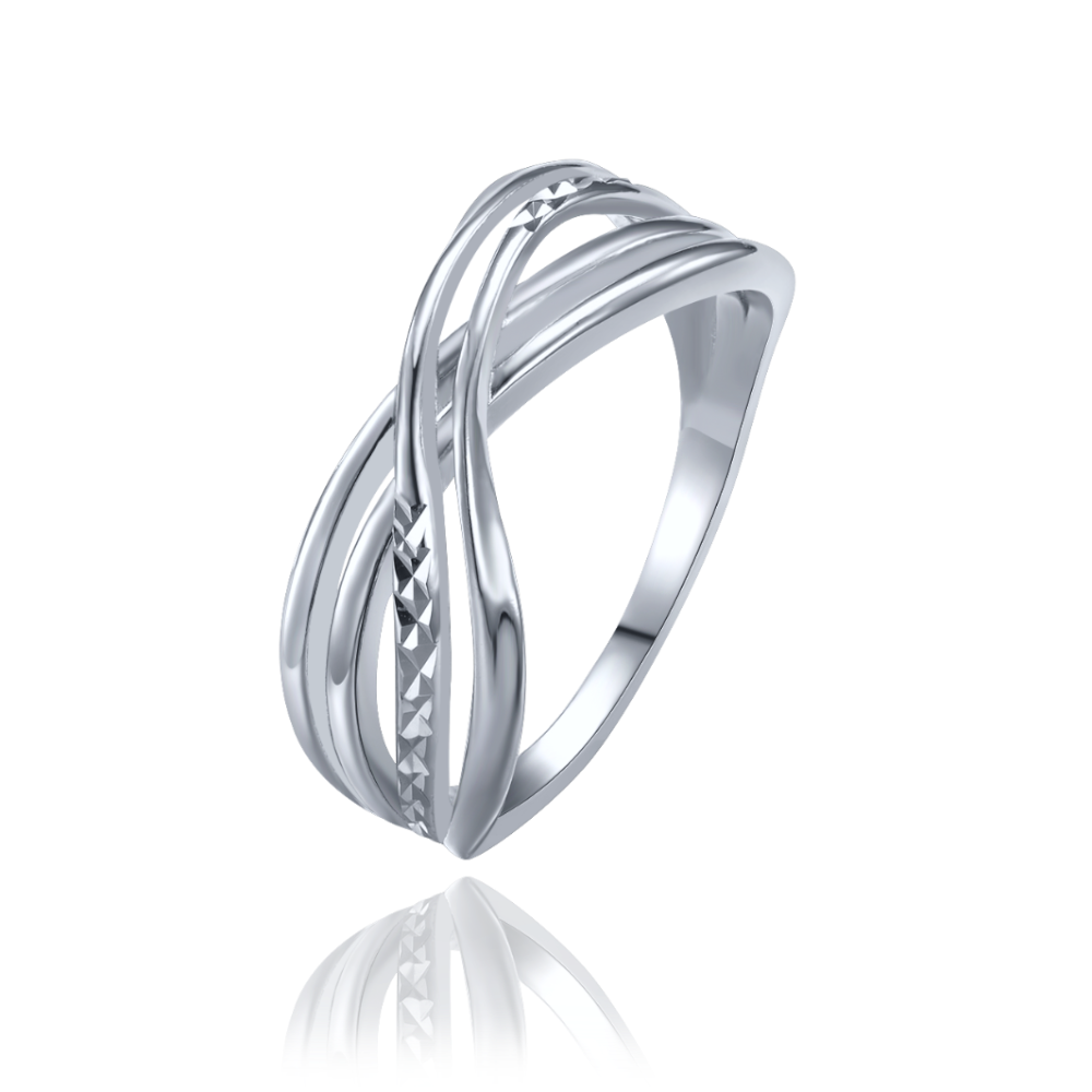 MINET Překřížený stříbrný broušený prsten