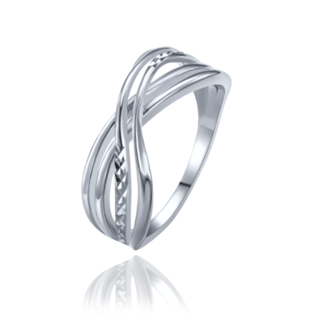 MINET Překřížený stříbrný broušený prsten