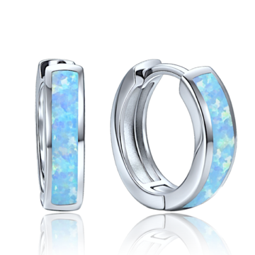 MINET Elegantní stříbrné náušnice s modrým opálem