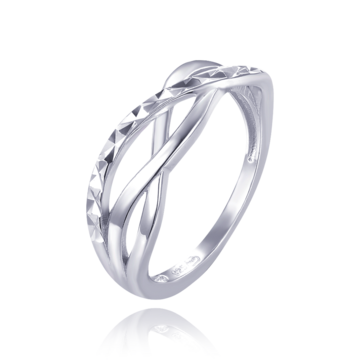 MINET Překřížený stříbrný broušený prsten 