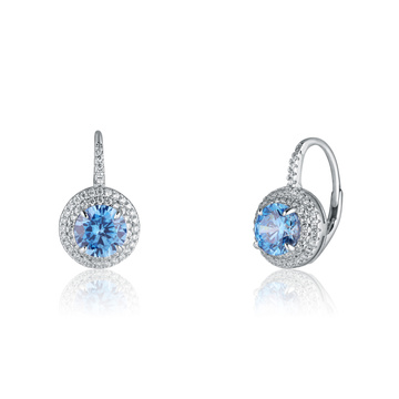 Stříbrné náušnice na klapku se zirkony MODRÁ