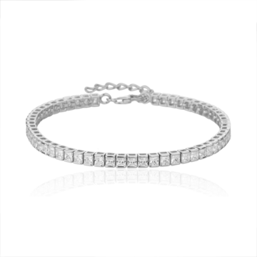 Stříbrný náramek se zirkony 18+3cm
