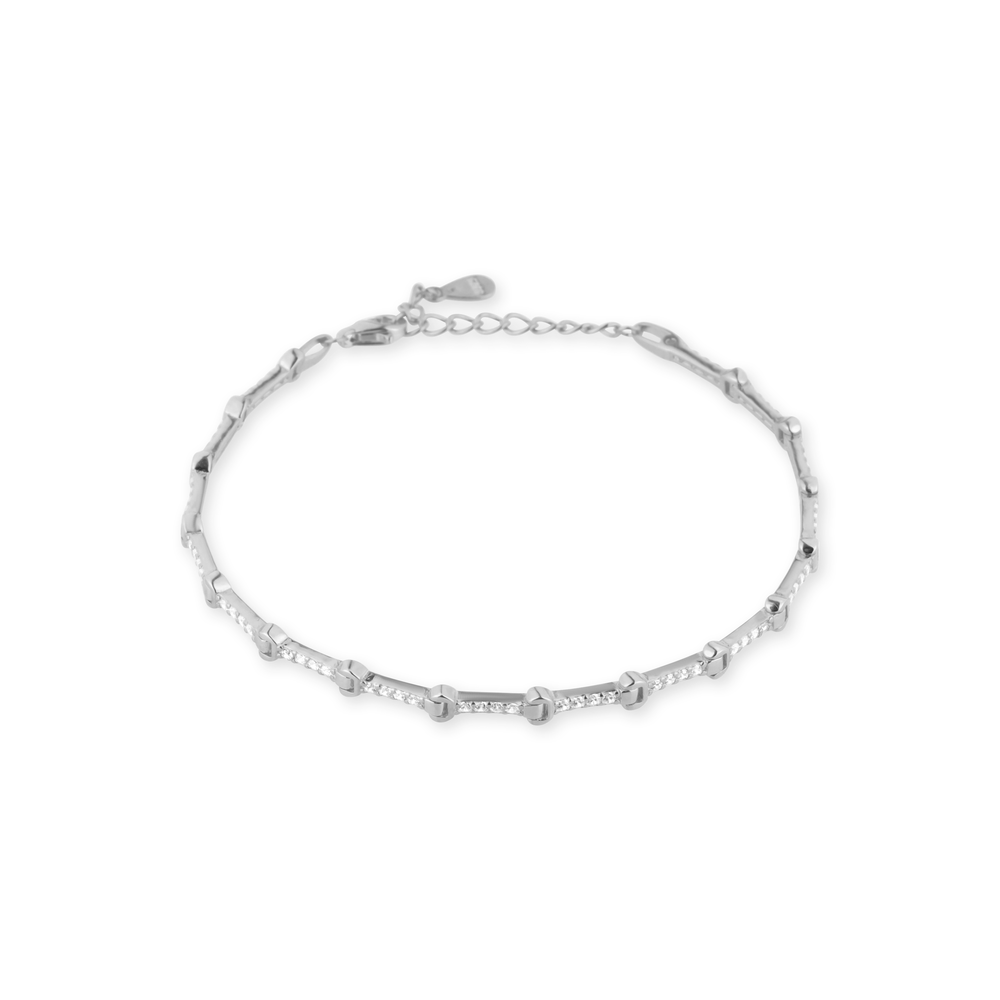 Stříbrný náramek se zirkony 18+3cm