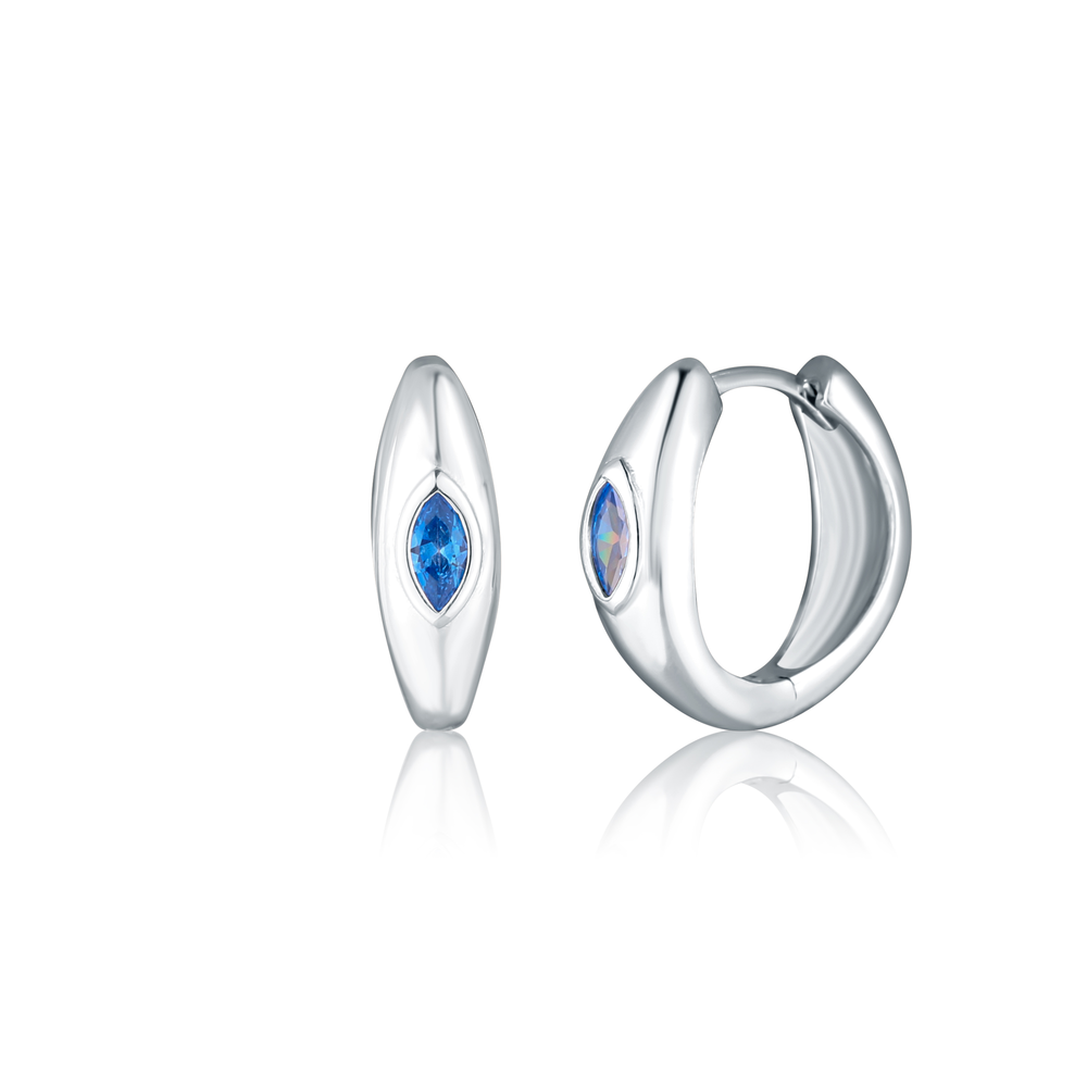 Stříbrné náušnice s modrým zirkonem