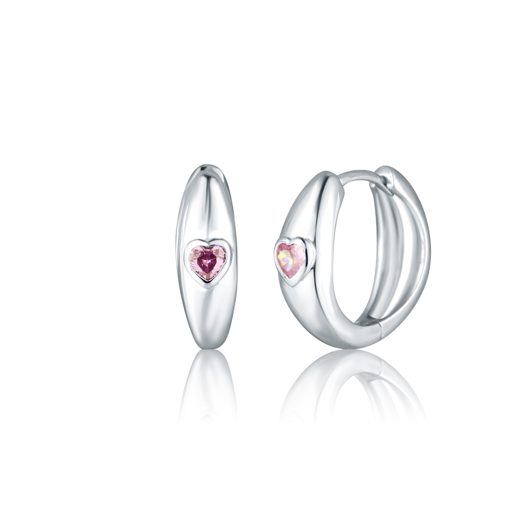 Stříbrné náušnice s růžovým zirkonem