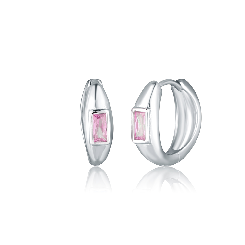 Stříbrné náušnice s růžovým zirkonem
