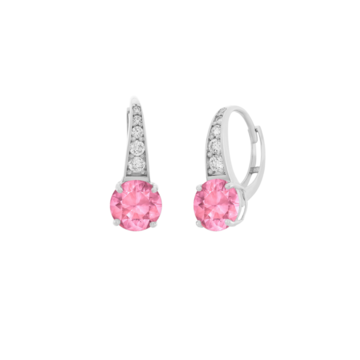 Stříbrné náušnice se zirkony - růžová
