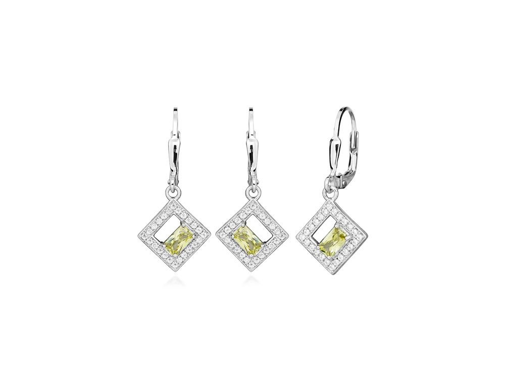 Stříbrné náušnice visací s barevným zirkonem