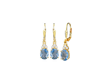 Stříbrné pozlacené náušnice s modrými zirkony na klapku
