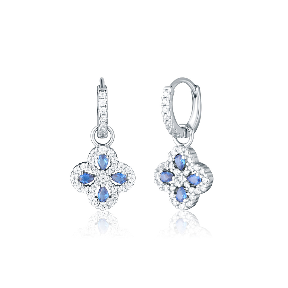 Stříbrné náušnice kroužky s modrými zirkony