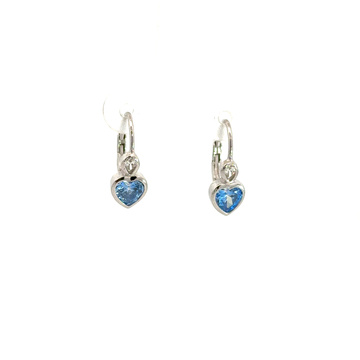 Stříbrné náušnice SRDCE modré na klapku
