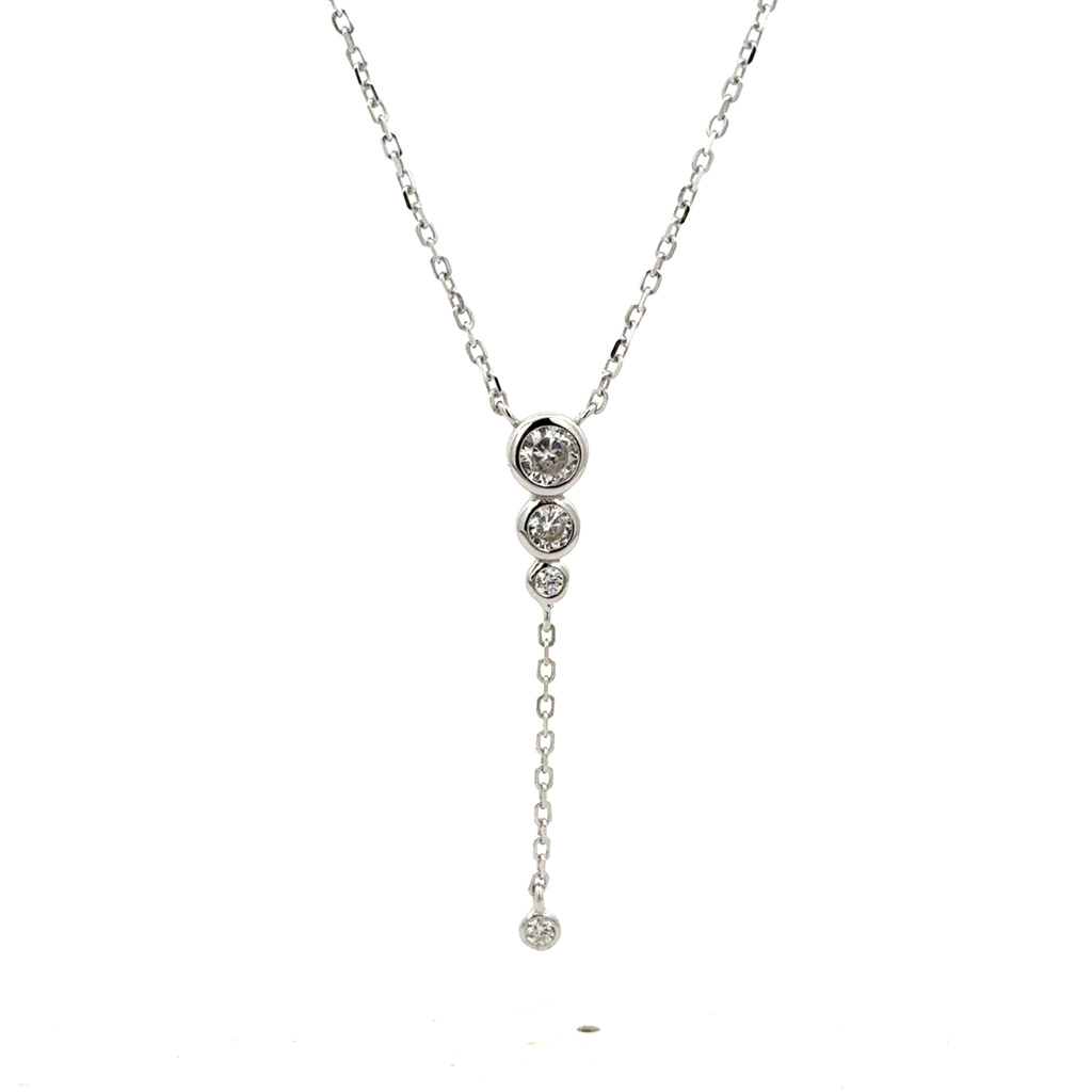 Stříbrný náhrdelník se zirkony 42+3cm