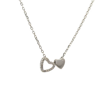 Stříbrný náhrdelník se srdíčky 42+3cm