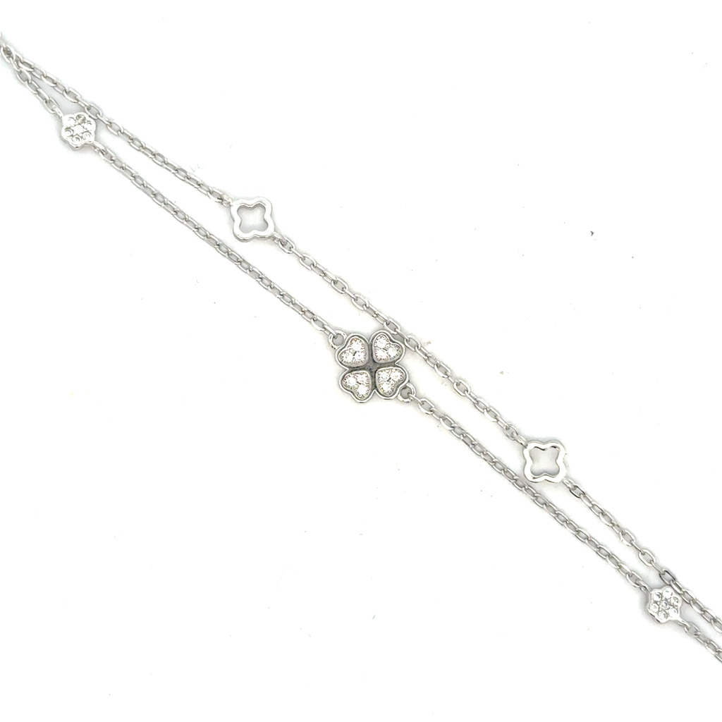 Stříbrný náramek se ČTYŘLÍSTKY 17+3cm