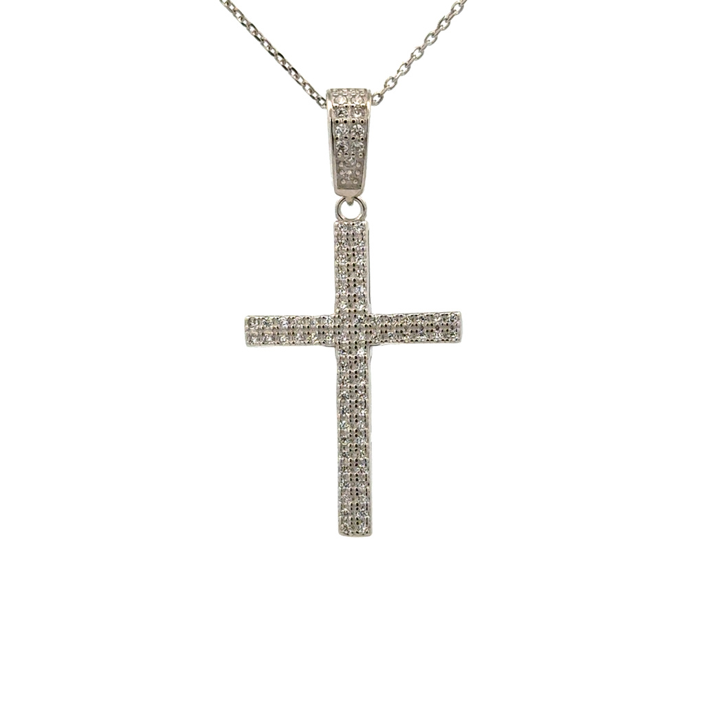 Stříbrný přívěsek KŘÍŽEK se zirkony
