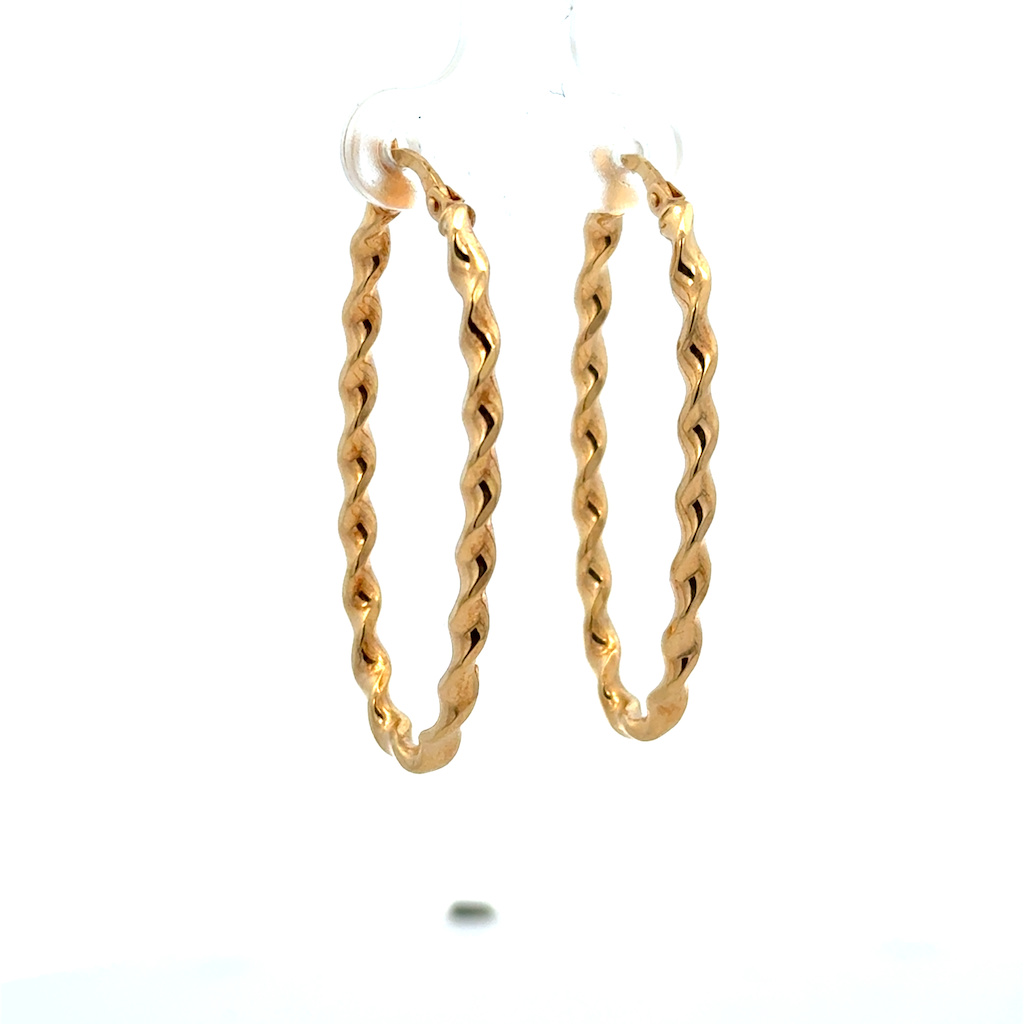 Žluté zlato náušnice točené oválné