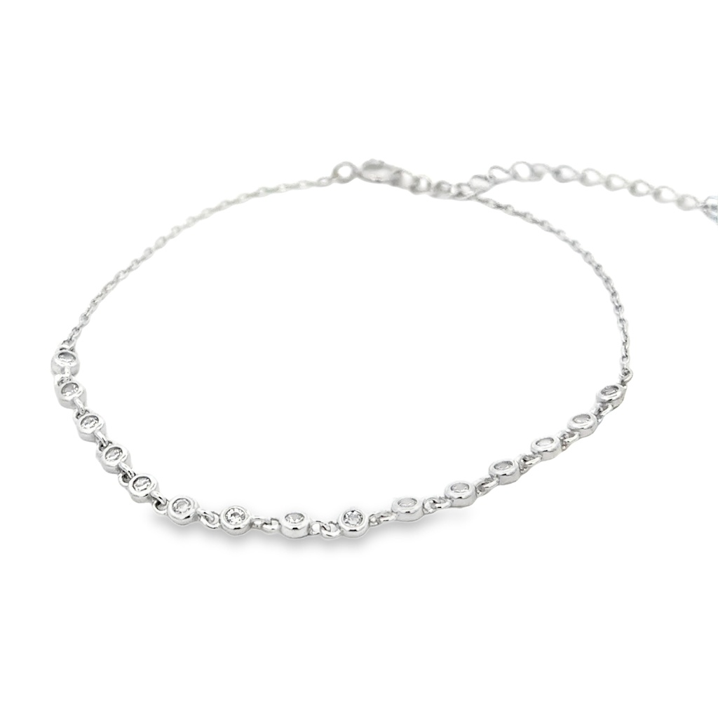 Stříbrný náramek se zirkony 17+4 cm