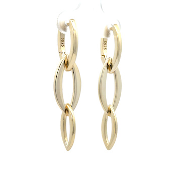 Stříbrné pozlacené visací náušnice