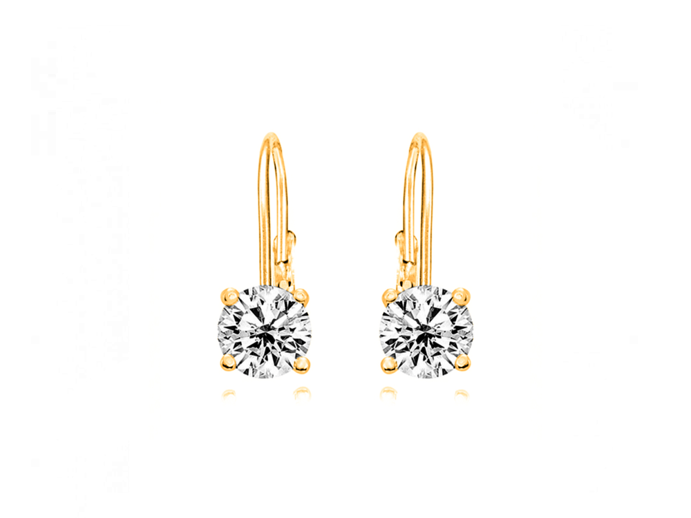 Stříbrné pozlacené náušnice na klapku se zirkonem