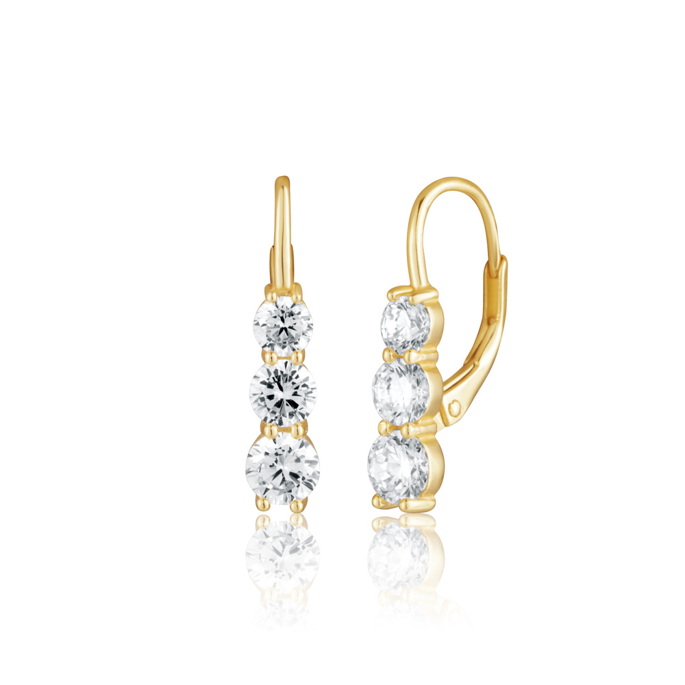 Stříbrné pozlacené náušnice se zirkony na klapku