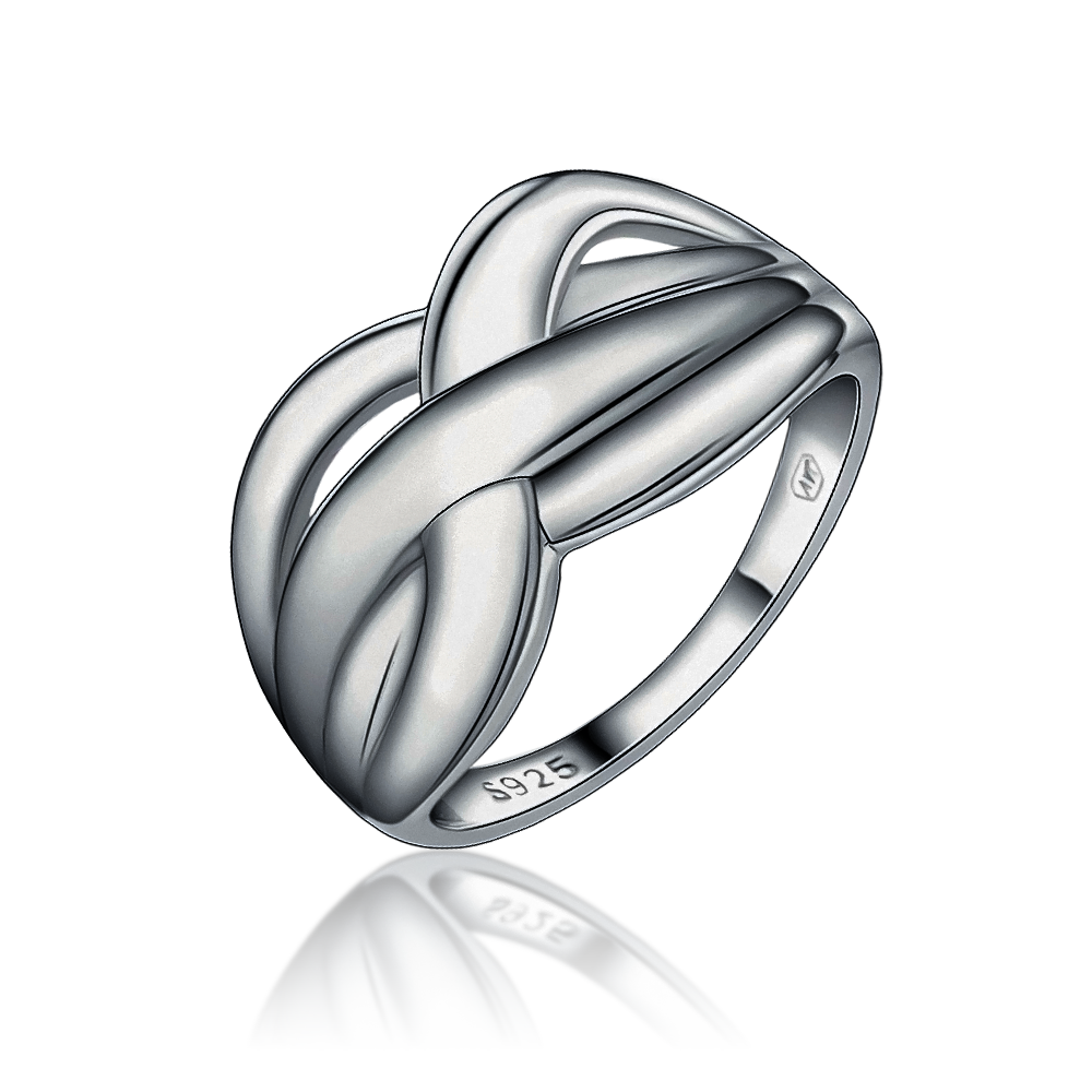 Celostříbrný prsten tvarovaný