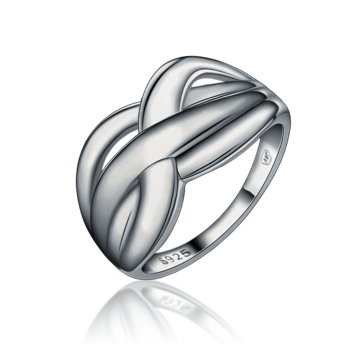 Celostříbrný prsten tvarovaný