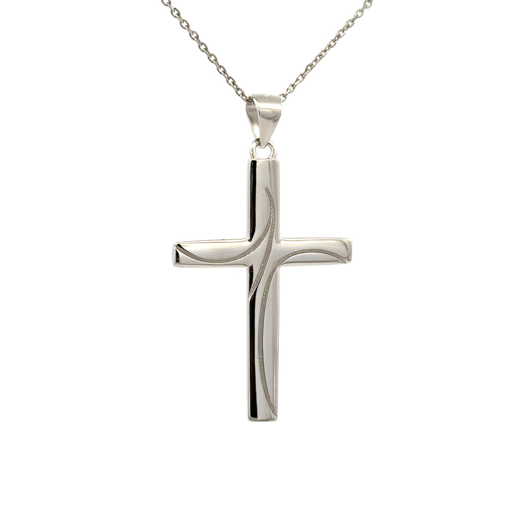 Stříbrný přívěsek KŘÍŽ  s jemným vzorem 42mm