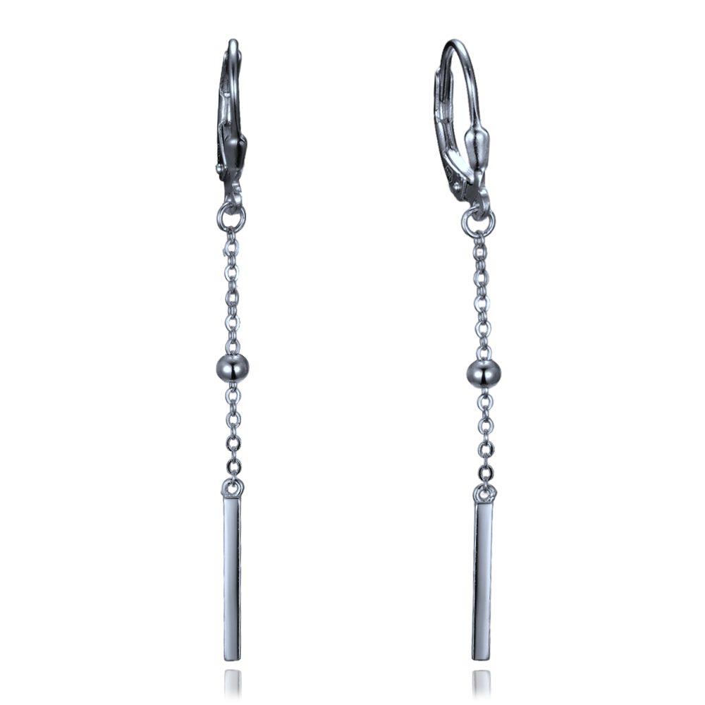 MINET Řetízkové stříbrné visací náušnice s kuličkami a tyčkami