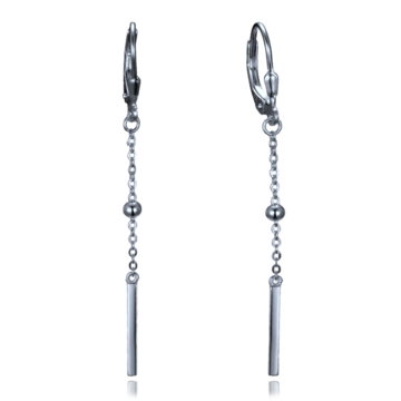 MINET Řetízkové stříbrné visací náušnice s kuličkami a tyčkami