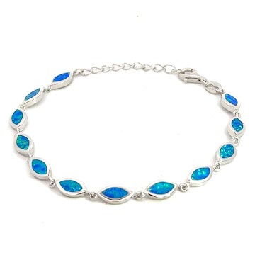 Stříbrný náramek opálový modrý 16+3cm